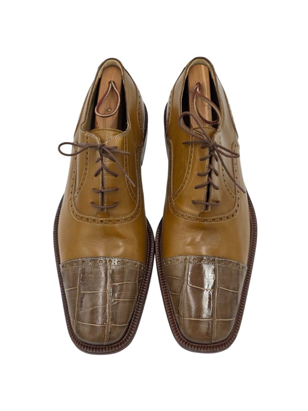 Vintage Alligator Mens 11M Taupe Brown David Eden Exotic Leather Dress Shoes - Picture 4 of 15